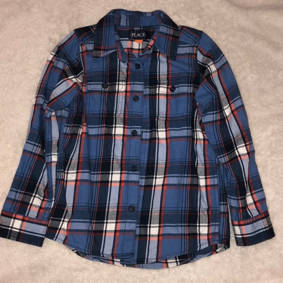 Children’s place boys plaid button up - Picture 1 of 5